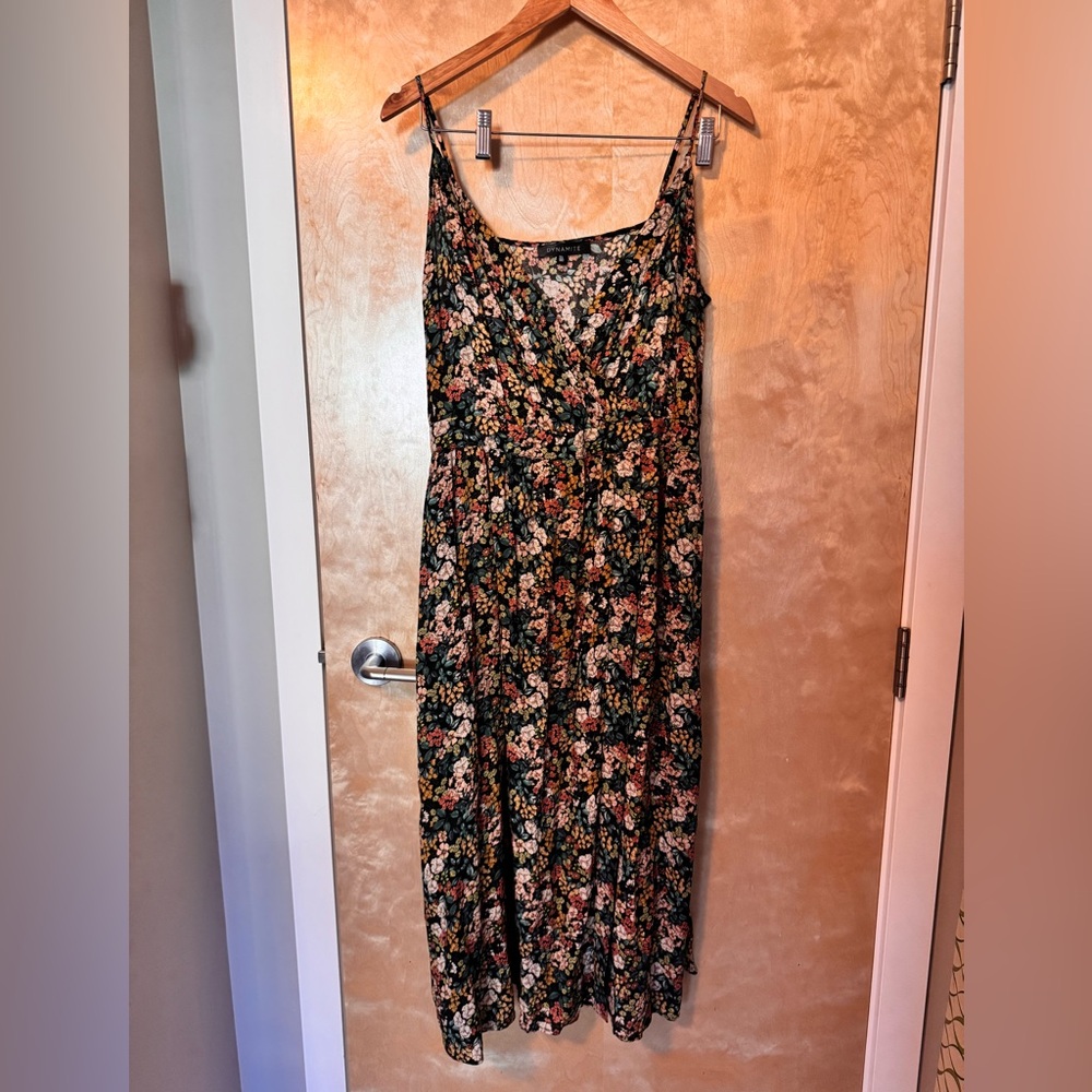 Dynamite Black Floral Midi Dress